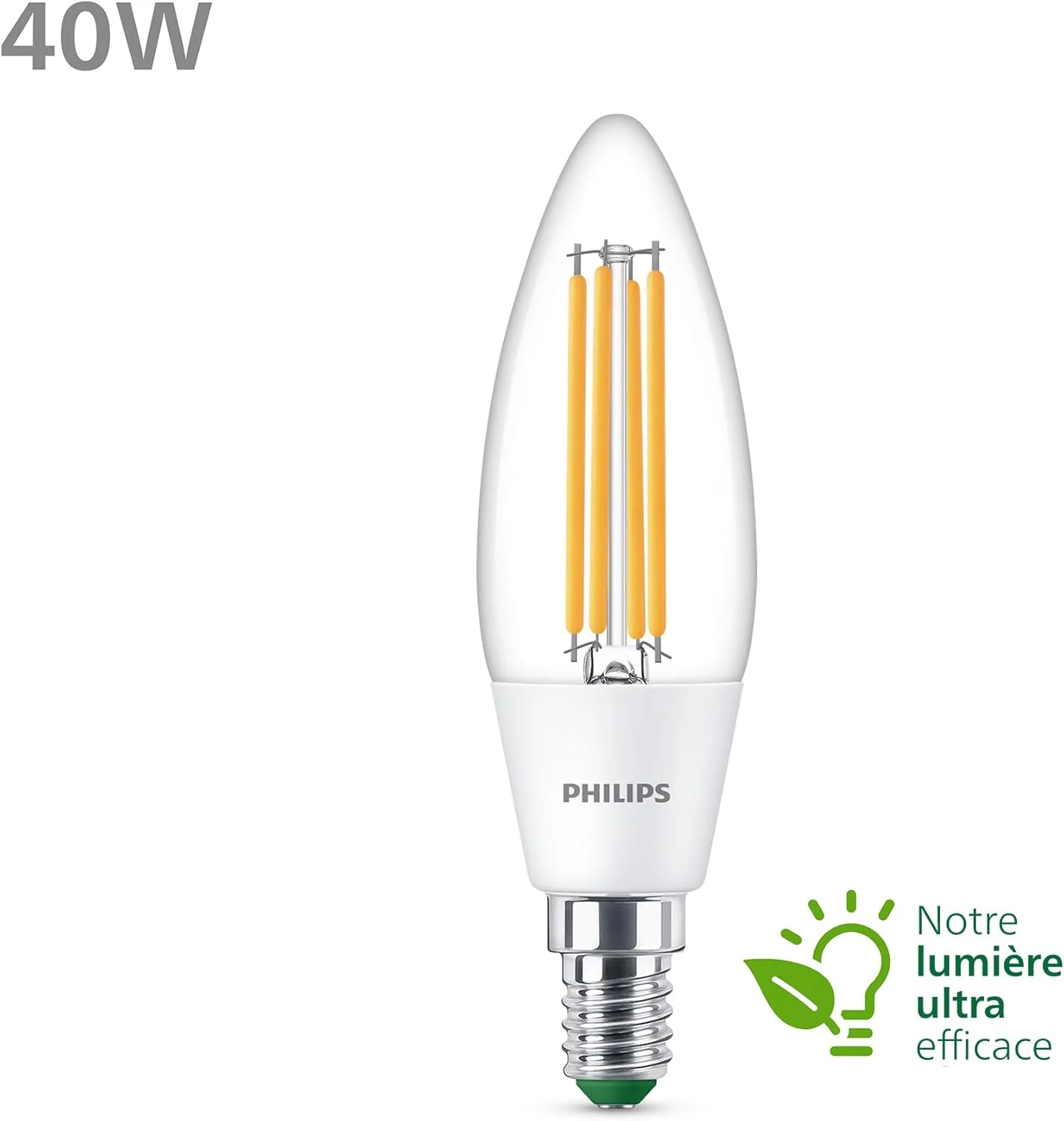 لامپهای فوقالعاده کم مصرف Philips - منبع نور LED، 40 وات، B35، E14، شمعی سفید سرد 4000 کلوین، شفاف لامپهای فوقالعاده کم مصرف Philips - منبع نور LED، 40 وات، B35، E14، شمعی سفید سرد 4000 کلوین، شفاف