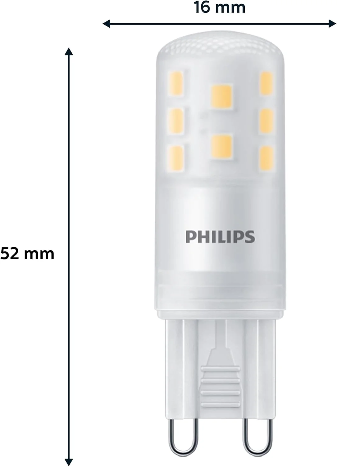 لامپ ال ای دی استاندارد فیلیپس، جایگزین هالوژن 40 وات، پایه G9، نور سفید گرم 2700 کلوین، بسته 6 عددی، نسل جدید