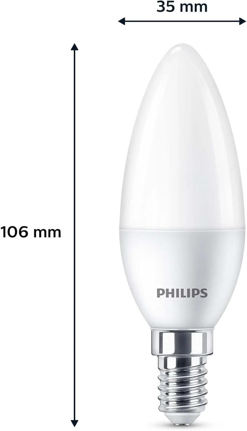 لامپ ال ای دی فیلیپس مدل B35 شمعی مات، بسته 3 عددی [سفید گرم 2700K - پایه E14 کوچک ادیسونی] 25 وات، غیر قابل تنظیم نور. برای روشنایی داخلی منزل