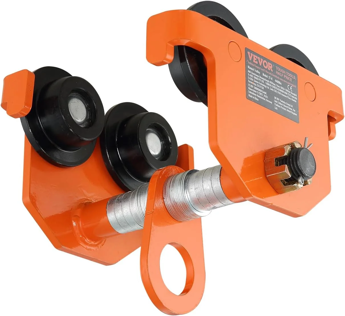چرخ دستی دستی VEVOR، ظرفیت بار 2000 کیلوگرم/2 تن، چرخ دستی فشاری با چرخ های دوتایی، قابل تنظیم برای عرض فلنج تیرآهن 63.5 تا 203.2 میلی متر، بالابر گاراژ فولادی آلیاژی سنگین برای تیرآهن مستقیم منحنی