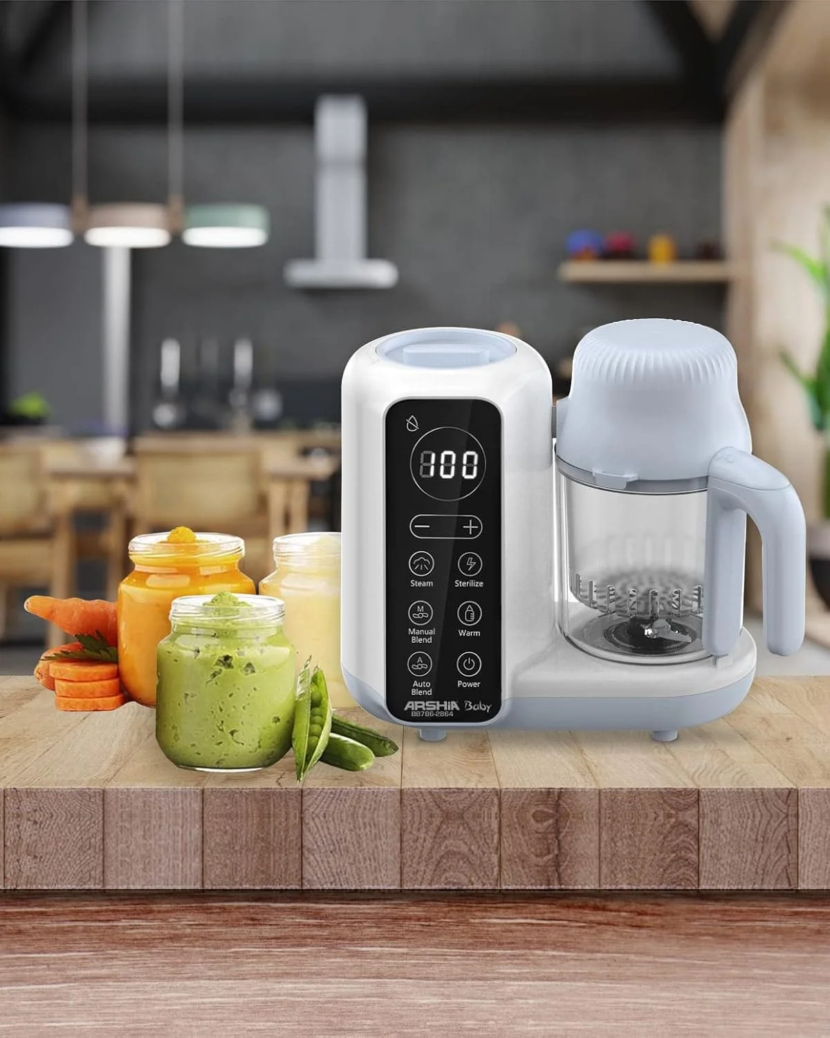 غذاساز کودک دری آرشیا 7 در 1، دستگاه غذاساز کودک، یخ زدایی، سبد بخارپز، مخلوط کن و خردکن، اجاق گاز، بخارپز نرم، پخت سریع BB786-2864 150 وات
