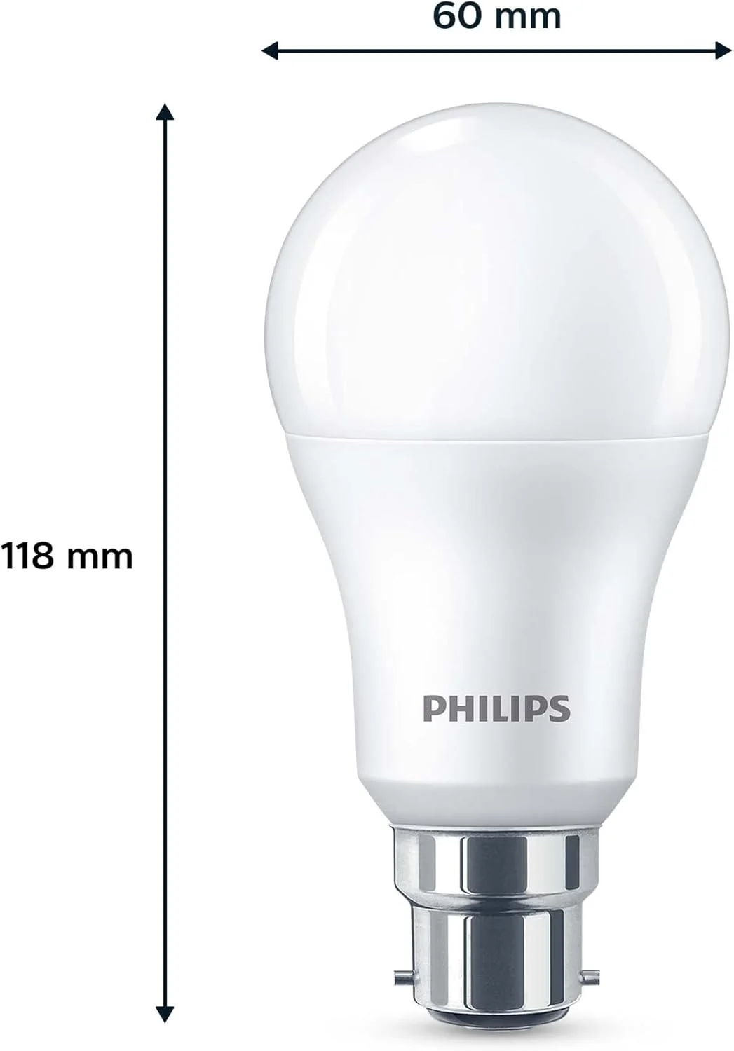 لامپ ال ای دی فیلیپس A60 مات، بسته 3 عددی [سفید گرم 2700 کلوین - سرنیزه B22] 100 وات، غیر قابل تنظیم نور. برای روشنایی داخلی منزل، محدوده اقتصادی