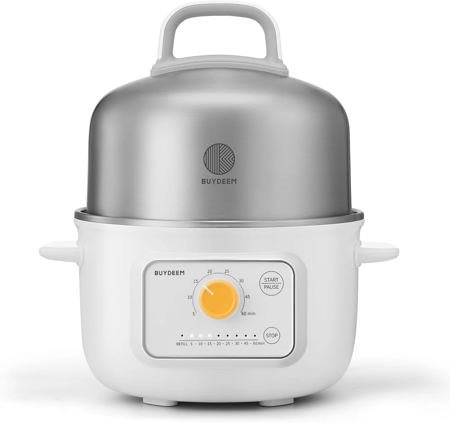 بخارپز برقی غذا BUYDEEM G32، 1.6QT، بخارپز استیل ضد زنگ برای سبزیجات، تخم مرغ، غذاهای دریایی، 8 تنظیم زمان، محافظت سه گانه در برابر خشک شدن، بخار سریع، پخت و پز سالم برای افراد تناسب اندام و مادران، سفید قطبی