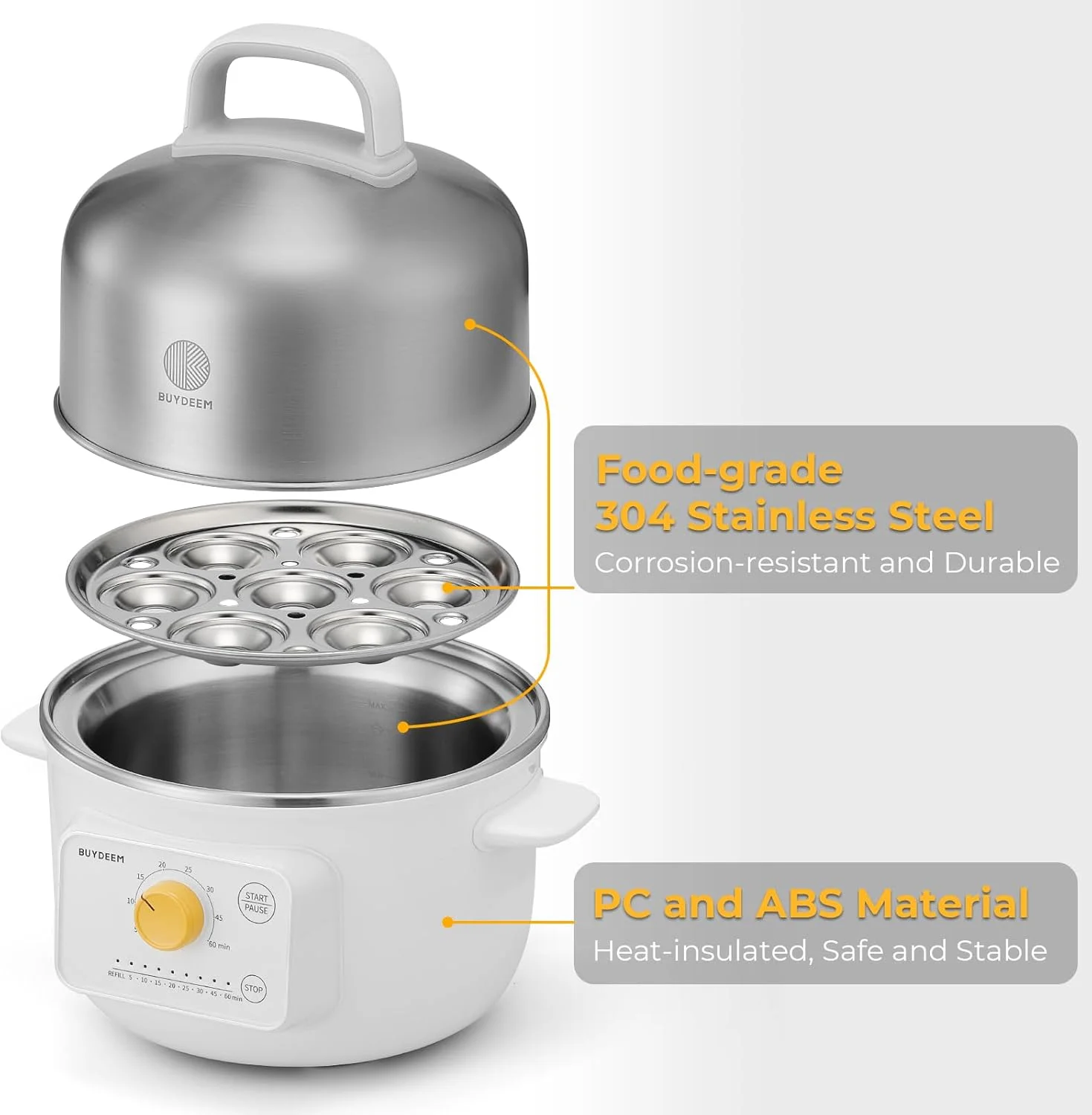 بخارپز برقی غذا BUYDEEM G32، 1.6QT، بخارپز استیل ضد زنگ برای سبزیجات، تخم مرغ، غذاهای دریایی، 8 تنظیم زمان، محافظت سه گانه در برابر خشک شدن، بخار سریع، پخت و پز سالم برای افراد تناسب اندام و مادران، سفید قطبی بخارپز برقی غذا BUYDEEM G32، 1.6QT، بخارپز استیل ضد زنگ برای سبزیجات، تخم مرغ، غذاهای دریایی، 8 تنظیم زمان، محافظت سه گانه در برابر خشک شدن، بخار سریع، پخت و پز سالم برای افراد تناسب اندام و مادران، سفید قطبی