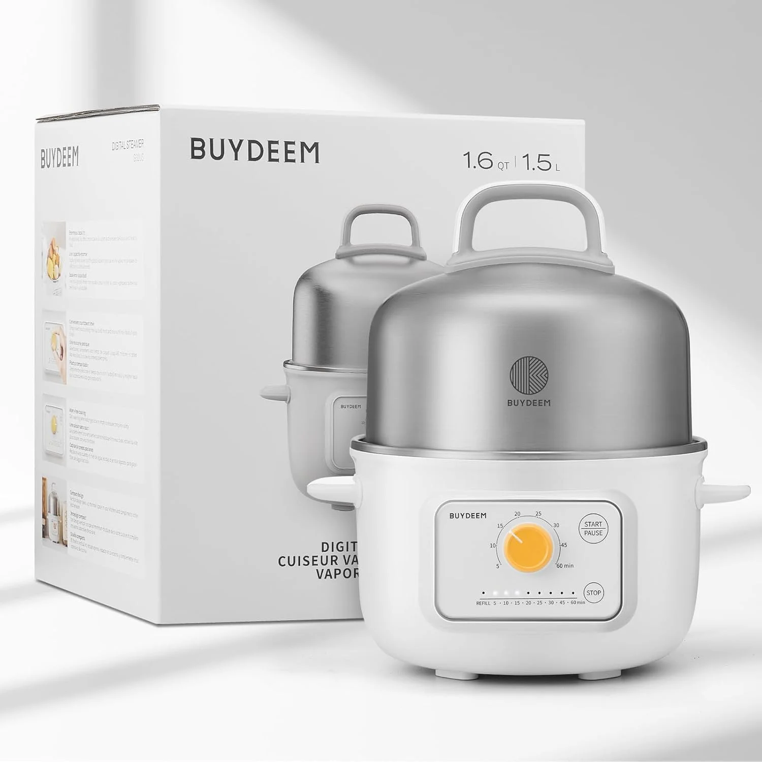 بخارپز برقی غذا BUYDEEM G32، 1.6QT، بخارپز استیل ضد زنگ برای سبزیجات، تخم مرغ، غذاهای دریایی، 8 تنظیم زمان، محافظت سه گانه در برابر خشک شدن، بخار سریع، پخت و پز سالم برای افراد تناسب اندام و مادران، سفید قطبی بخارپز برقی غذا BUYDEEM G32، 1.6QT، بخارپز استیل ضد زنگ برای سبزیجات، تخم مرغ، غذاهای دریایی، 8 تنظیم زمان، محافظت سه گانه در برابر خشک شدن، بخار سریع، پخت و پز سالم برای افراد تناسب اندام و مادران، سفید قطبی