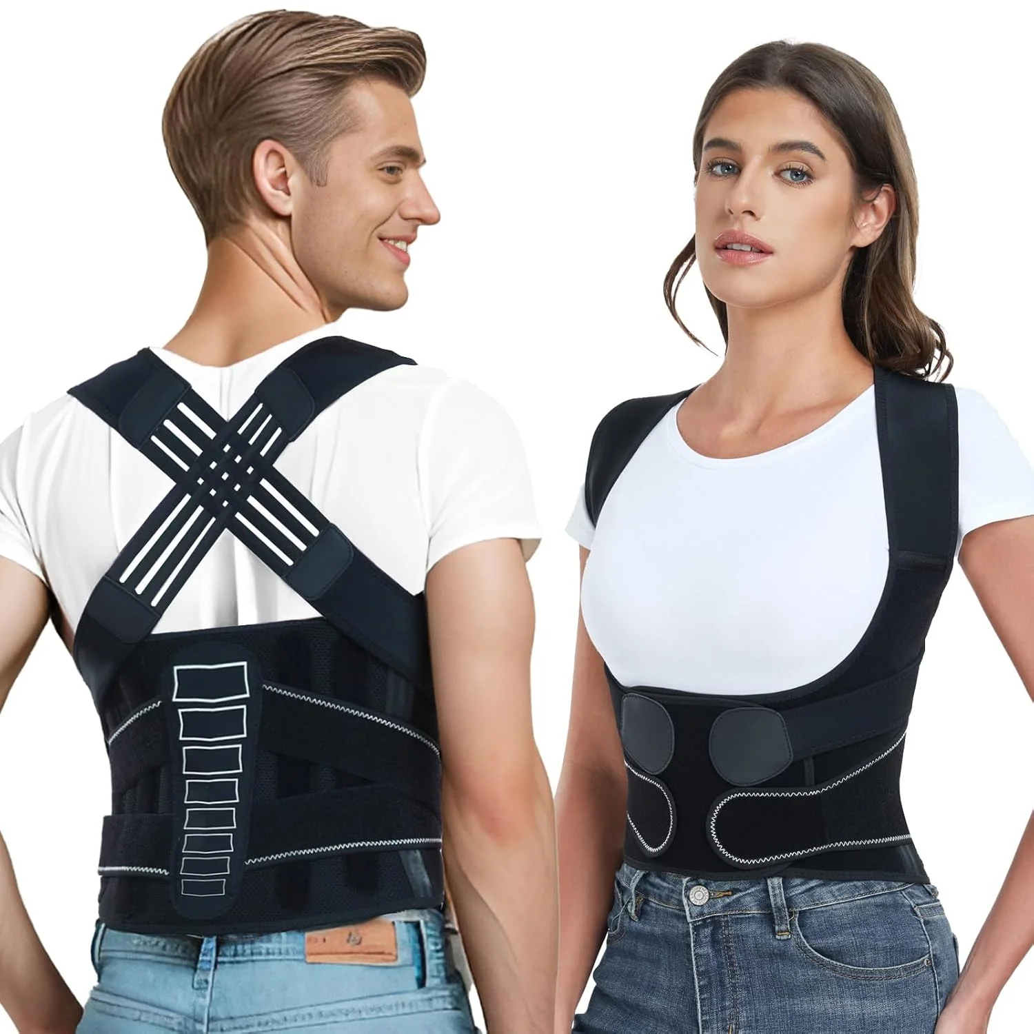KASTWAVE کمربند طبی اصلاح کننده وضعیت بدن برای زنان و مردان، پشتیبانی از کمر، صاف کننده کمر با سیستم تراز عمودی ستون فقرات، تسکین درد کمر (M)