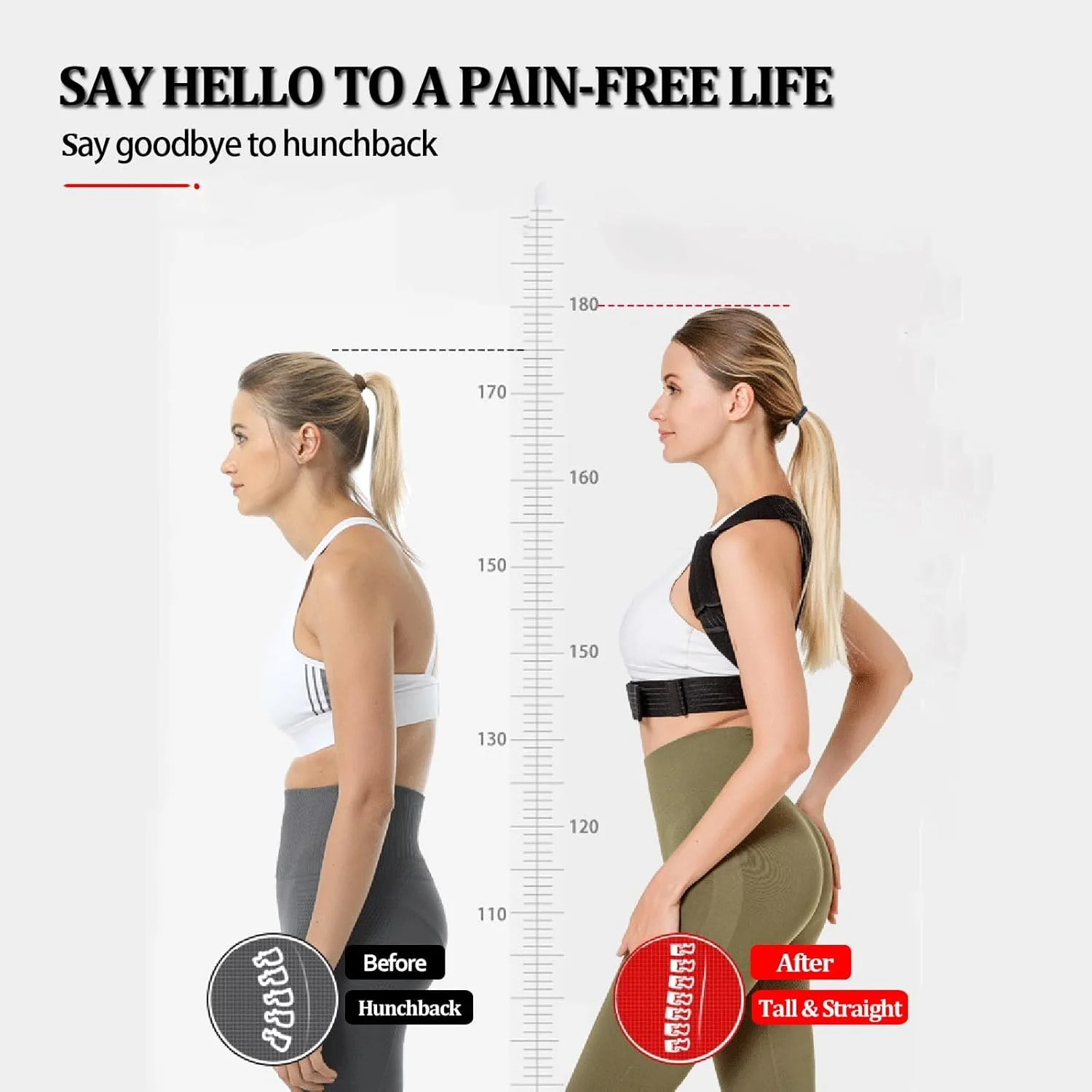 اصلاح کننده وضعیت بدن KASTWAVE برای زنان و مردان - بریس پشتی قابل تنظیم و تنفس پذیر برای تسکین درد و حمایت، صاف کننده برای بهبود وضعیت بدن (سایز L)