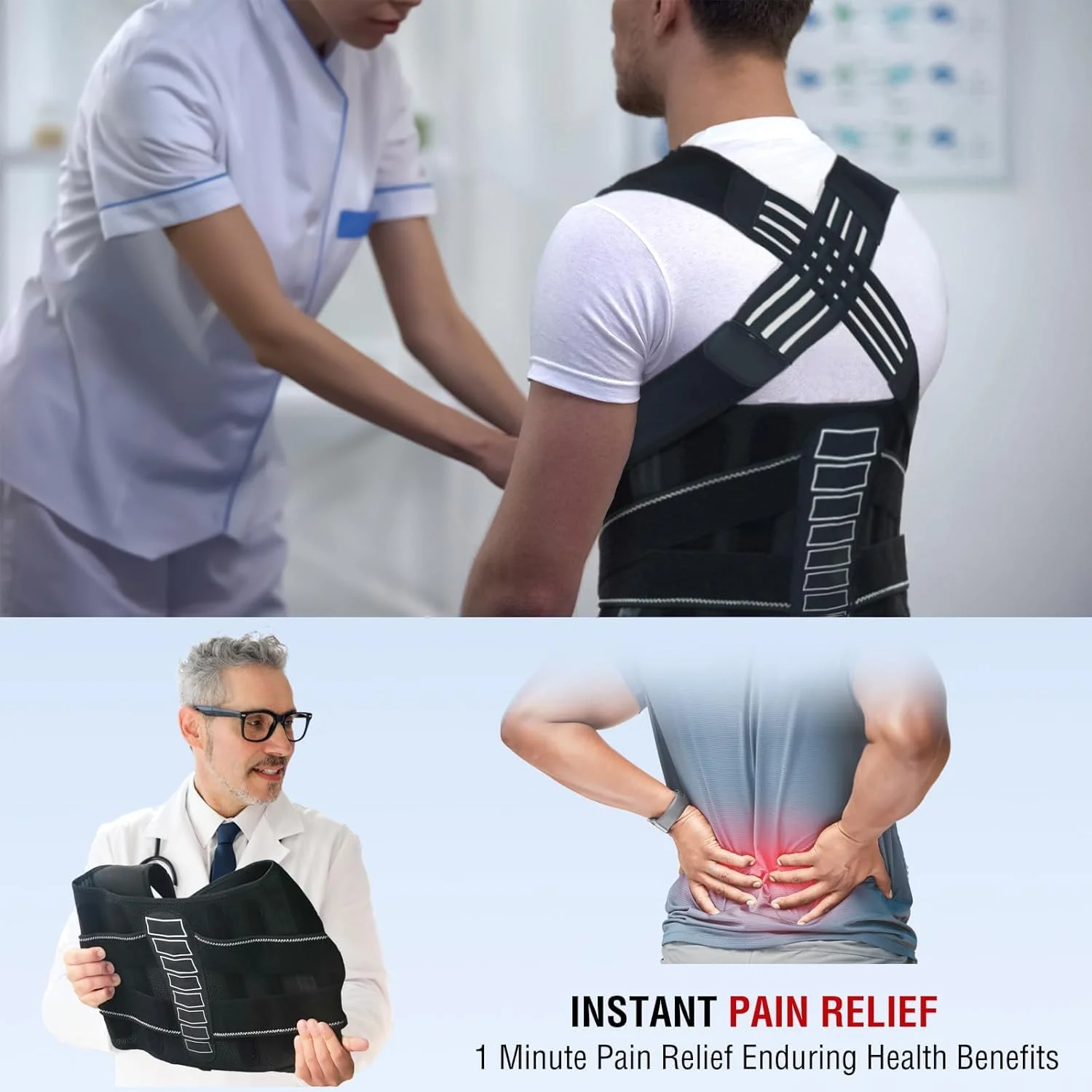 KASTWAVE کمربند طبی اصلاح کننده وضعیت بدن برای زنان و مردان، پشتیبانی از کمر، صاف کننده کمر با سیستم تراز عمودی ستون فقرات، تسکین درد کمر (M) KASTWAVE کمربند طبی اصلاح کننده وضعیت بدن برای زنان و مردان، پشتیبانی از کمر، صاف کننده کمر با سیستم تراز عمودی ستون فقرات، تسکین درد کمر (M)