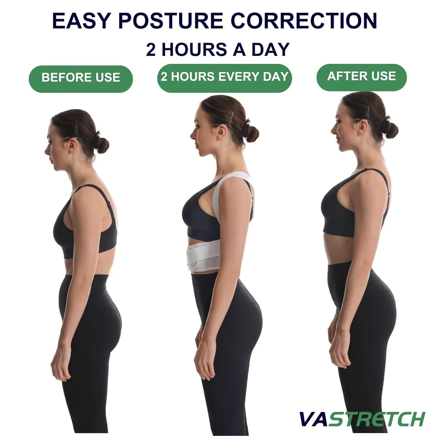 اصلاح کننده وضعیت بدن KASTWAVE برای زنان، بریس پشتی قابل تنظیم برای وضعیت بدن، اصلاح کننده وضعیت بدن برای تسکین درد از ناحیه کمر، گردن، شانه و ترقوه، پشت (بزرگ)