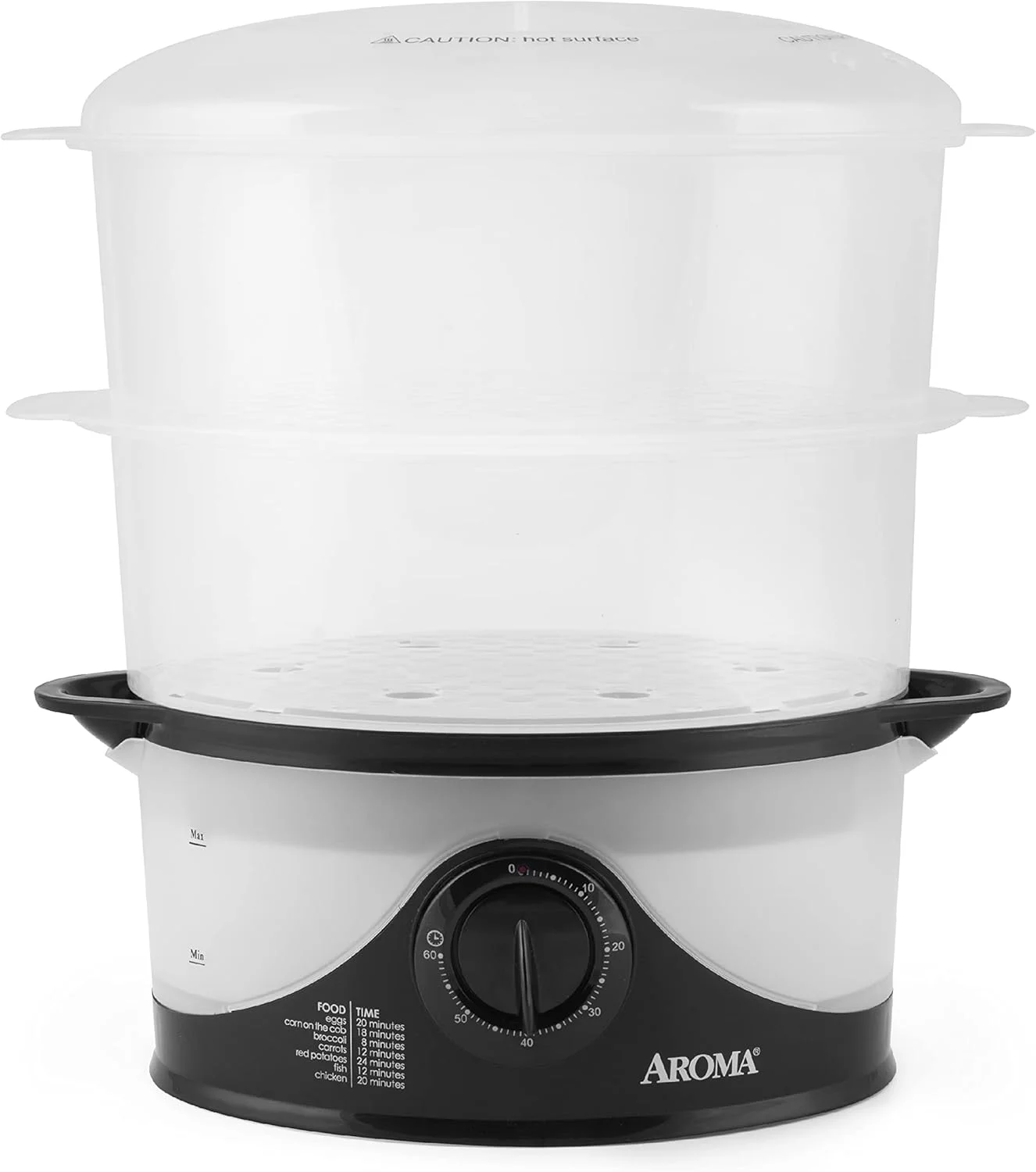 بخارپز دو طبقه 6 لیتری Aroma Housewares، قابل شستشو در ماشین ظرفشویی (AFS-140B)، مشکی