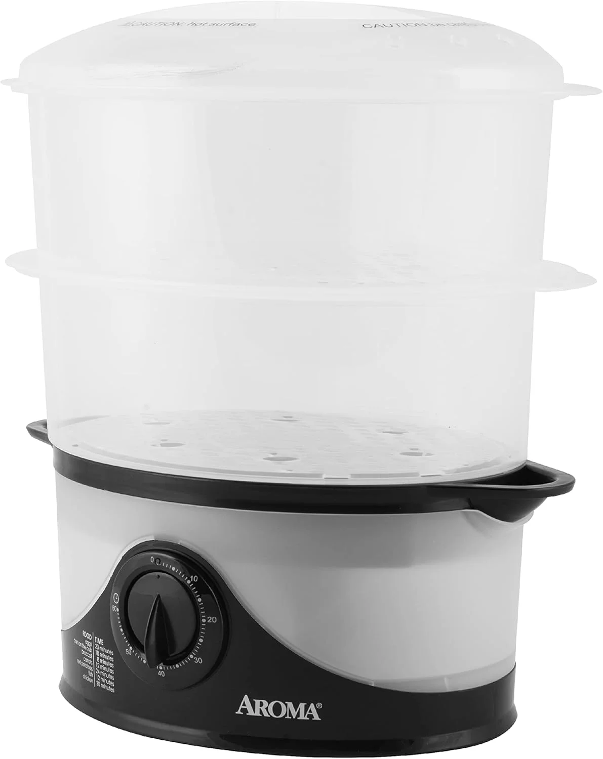 بخارپز دو طبقه 6 لیتری Aroma Housewares، قابل شستشو در ماشین ظرفشویی (AFS-140B)، مشکی