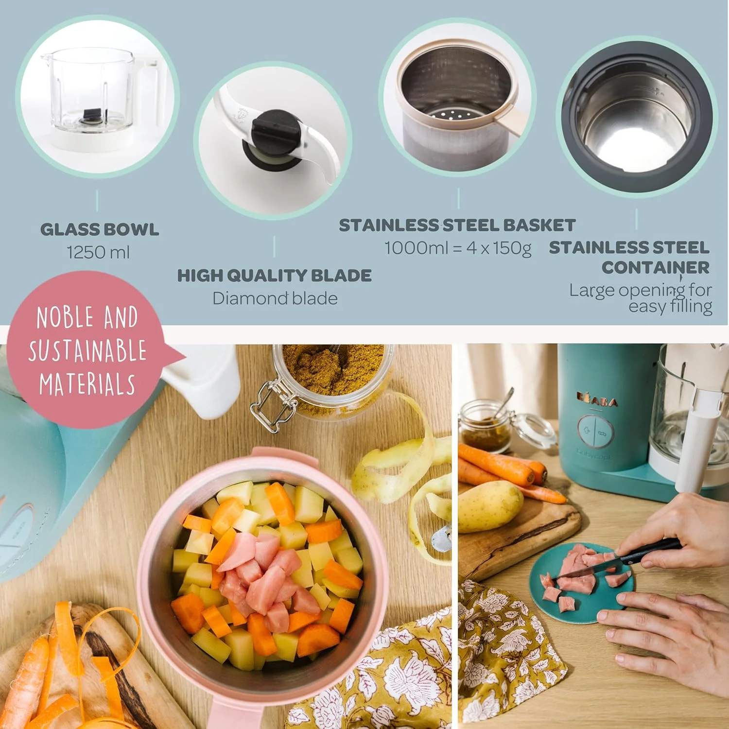 غذاساز کودک ب‌ا‌با Babycook Neo Eucalyptus