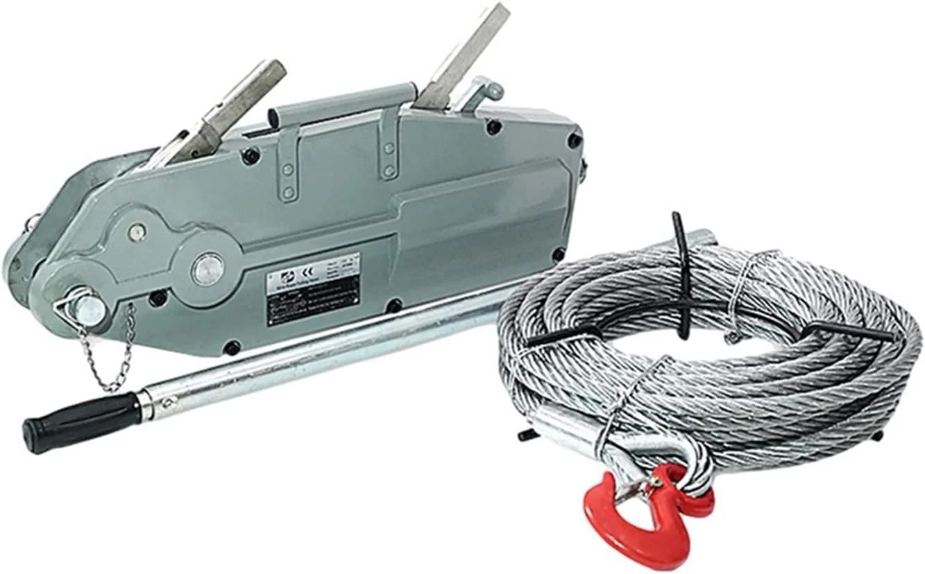 وینچ بالابر اهرمی GZDcjsc، بالابر 0.8 تن 1.6 تن کششی دستی، آلیاژ آلومینیوم، طناب سیمی، تراکتور دستی، وینچ بالابر اهرمی 3 در 1 (1.6 تن * 20 متر)