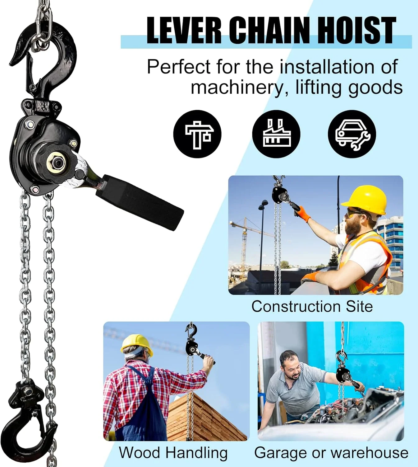 بالابر دستی اهرمی Treedeng، ظرفیت 1/4 تن، زنجیر G80 با طول 3 متر، مناسب برای بلند کردن، کشیدن، ساختمان سازی، انبار و خودرو بالابر دستی اهرمی Treedeng، ظرفیت 1/4 تن، زنجیر G80 با طول 3 متر، مناسب برای بلند کردن، کشیدن، ساختمان سازی، انبار و خودرو