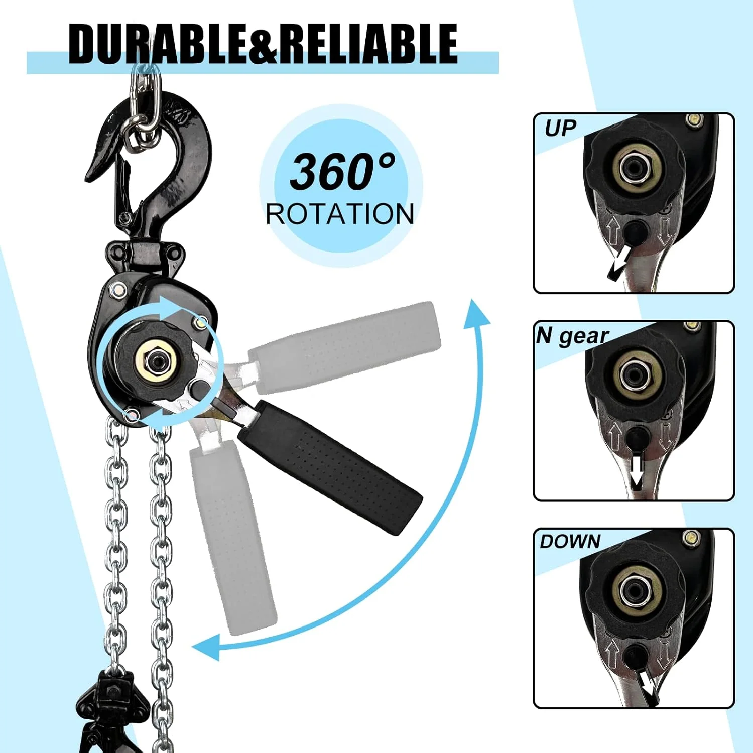 بالابر دستی اهرمی Treedeng، ظرفیت 1/4 تن، زنجیر G80 با طول 3 متر، مناسب برای بلند کردن، کشیدن، ساختمان سازی، انبار و خودرو بالابر دستی اهرمی Treedeng، ظرفیت 1/4 تن، زنجیر G80 با طول 3 متر، مناسب برای بلند کردن، کشیدن، ساختمان سازی، انبار و خودرو