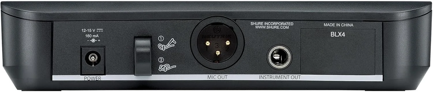 سیستم میکروفون بی سیم Shure BLX24/SM58 - عمر باتری 14 ساعته، برد 300 فوت، UHF | شامل میکروفون دستی SM58، گیرنده تک کاناله | باند H9 (BLX24/SM58-H9)