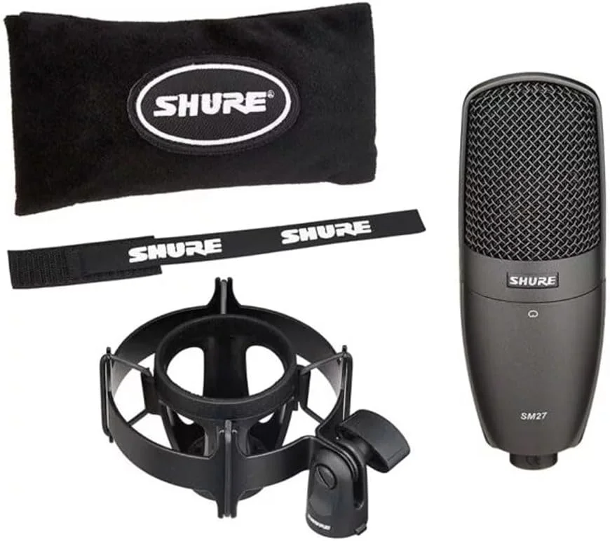 میکروفون کاندنسر کاردیود Shure SM27-SC با دیافراگم بزرگ، مناسب استودیو و استیج به همراه آداپتور گردان ShureLock مدل A32M و کیف حمل زیپدار میکروفون کاندنسر کاردیود Shure SM27-SC با دیافراگم بزرگ، مناسب استودیو و استیج به همراه آداپتور گردان ShureLock مدل A32M و کیف حمل زیپدار