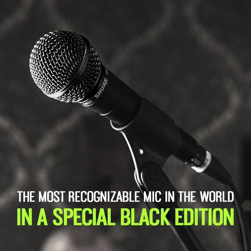 میکروفون داینامیک Shure SM58 Pro XLR - میکروفون کاردیود حرفه ای استودیویی و اجرای زنده برای وکال، پادکست و ضبط صدا، نسخه ویژه مشکی میکروفون داینامیک Shure SM58 Pro XLR - میکروفون کاردیود حرفه ای استودیویی و اجرای زنده برای وکال، پادکست و ضبط صدا، نسخه ویژه مشکی
