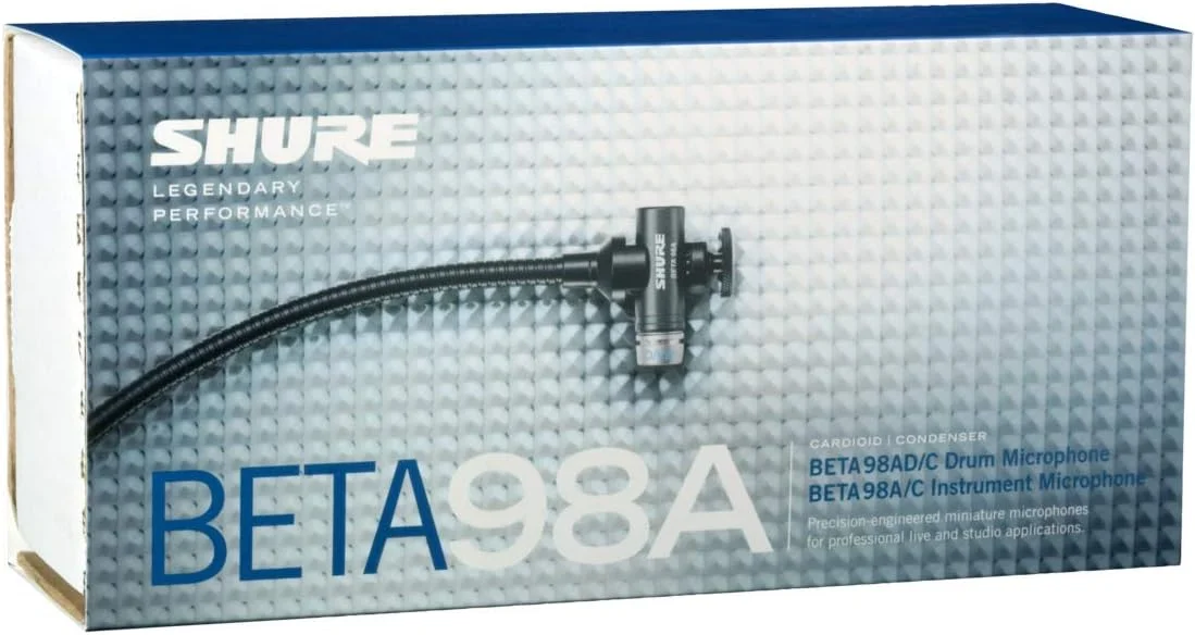 میکروفون درام کاندنسر کاردیوئید مینیاتوری Shure Beta 98AD/C (شامل پیش تقویت کننده خطی RPM626، پایه درام A98D و کابل 25') میکروفون درام کاندنسر کاردیوئید مینیاتوری Shure Beta 98AD/C (شامل پیش تقویت کننده خطی RPM626، پایه درام A98D و کابل 25')