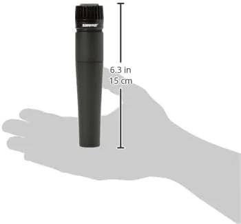 میکروفون ساز Shure SM57، دینامیک، کاردیود، آماده استودیو، برای اجرای زنده ساز و ضبط صدای حرفه ای، مشکی