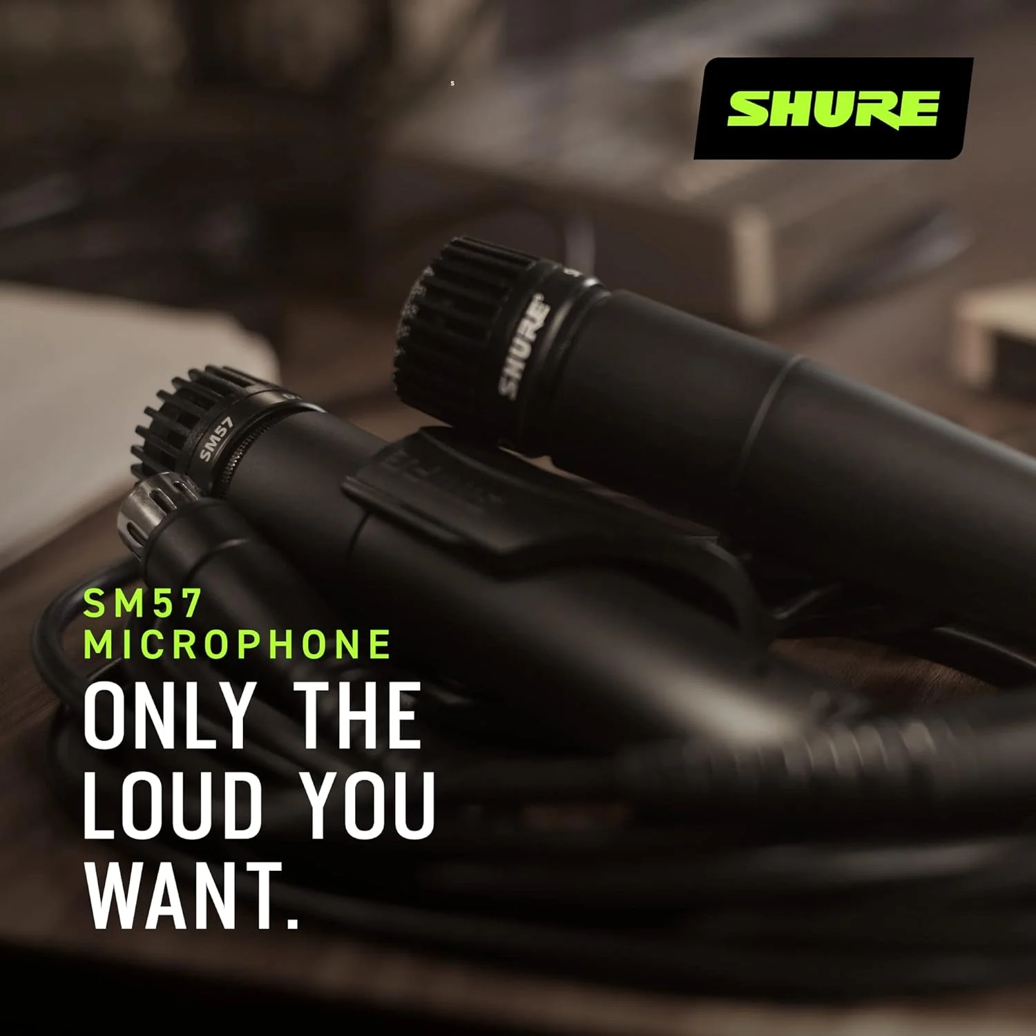 میکروفون ساز Shure SM57، دینامیک، کاردیود، آماده استودیو، برای اجرای زنده ساز و ضبط صدای حرفه ای، مشکی