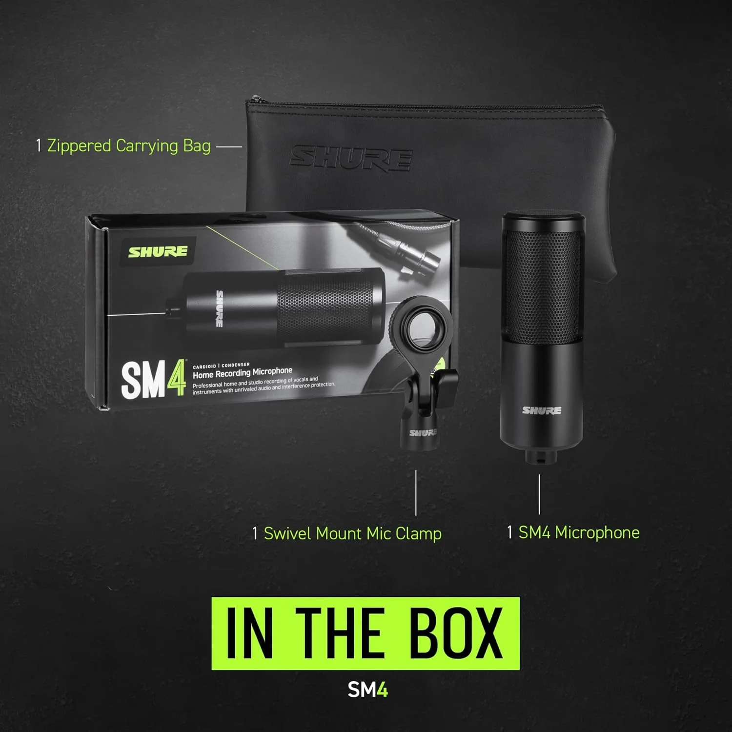 میکروفون استودیویی Shure SM4، میکروفون کاندنسر XLR استودیوی خانگی بهینه شده برای وکال های نرم تا سازهای بلند با صدای آماده میکس - ساختار تمام فلزی (SM4-K) میکروفون استودیویی Shure SM4، میکروفون کاندنسر XLR استودیوی خانگی بهینه شده برای وکال های نرم تا سازهای بلند با صدای آماده میکس - ساختار تمام فلزی (SM4-K)