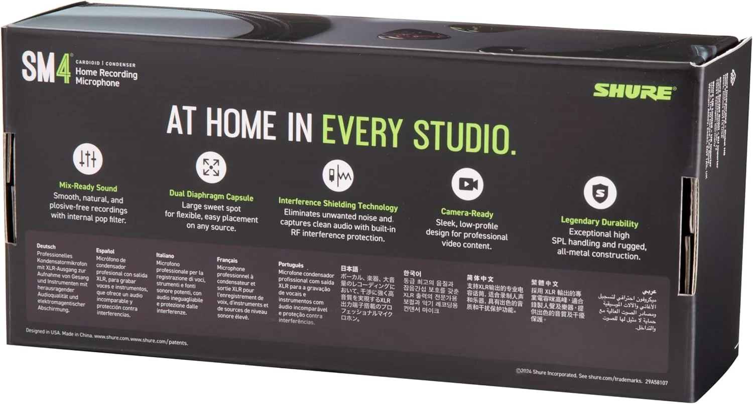 میکروفون استودیویی Shure SM4، میکروفون کاندنسر XLR استودیوی خانگی بهینه شده برای وکال های نرم تا سازهای بلند با صدای آماده میکس - ساختار تمام فلزی (SM4-K) میکروفون استودیویی Shure SM4، میکروفون کاندنسر XLR استودیوی خانگی بهینه شده برای وکال های نرم تا سازهای بلند با صدای آماده میکس - ساختار تمام فلزی (SM4-K)