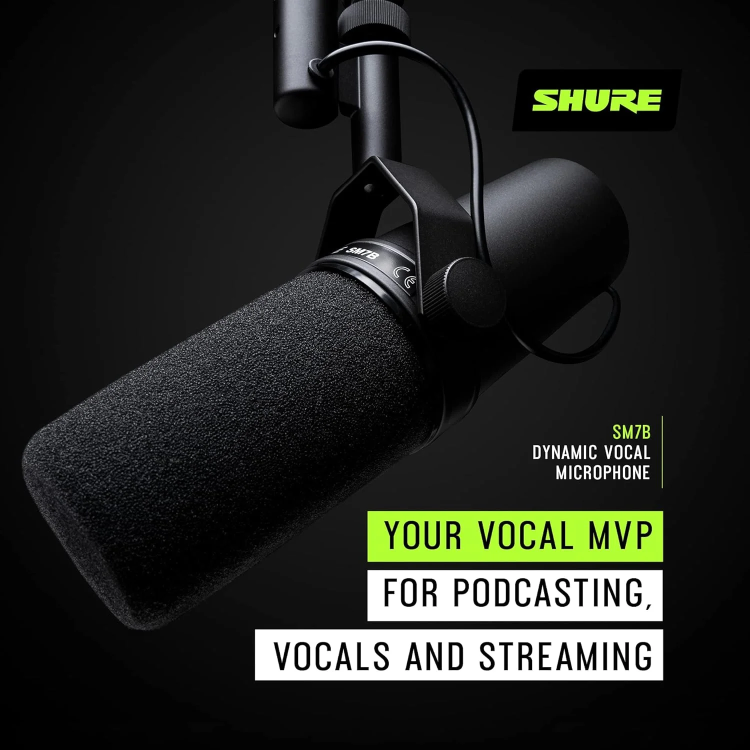 میکروفون استودیویی کاردیوئید Shure SM7B، ضبط حرفهای صدا، دینامیک، برای پخش زنده، بازیهای رایانهای و پادکست، مشکی میکروفون استودیویی کاردیوئید Shure SM7B، ضبط حرفهای صدا، دینامیک، برای پخش زنده، بازیهای رایانهای و پادکست، مشکی