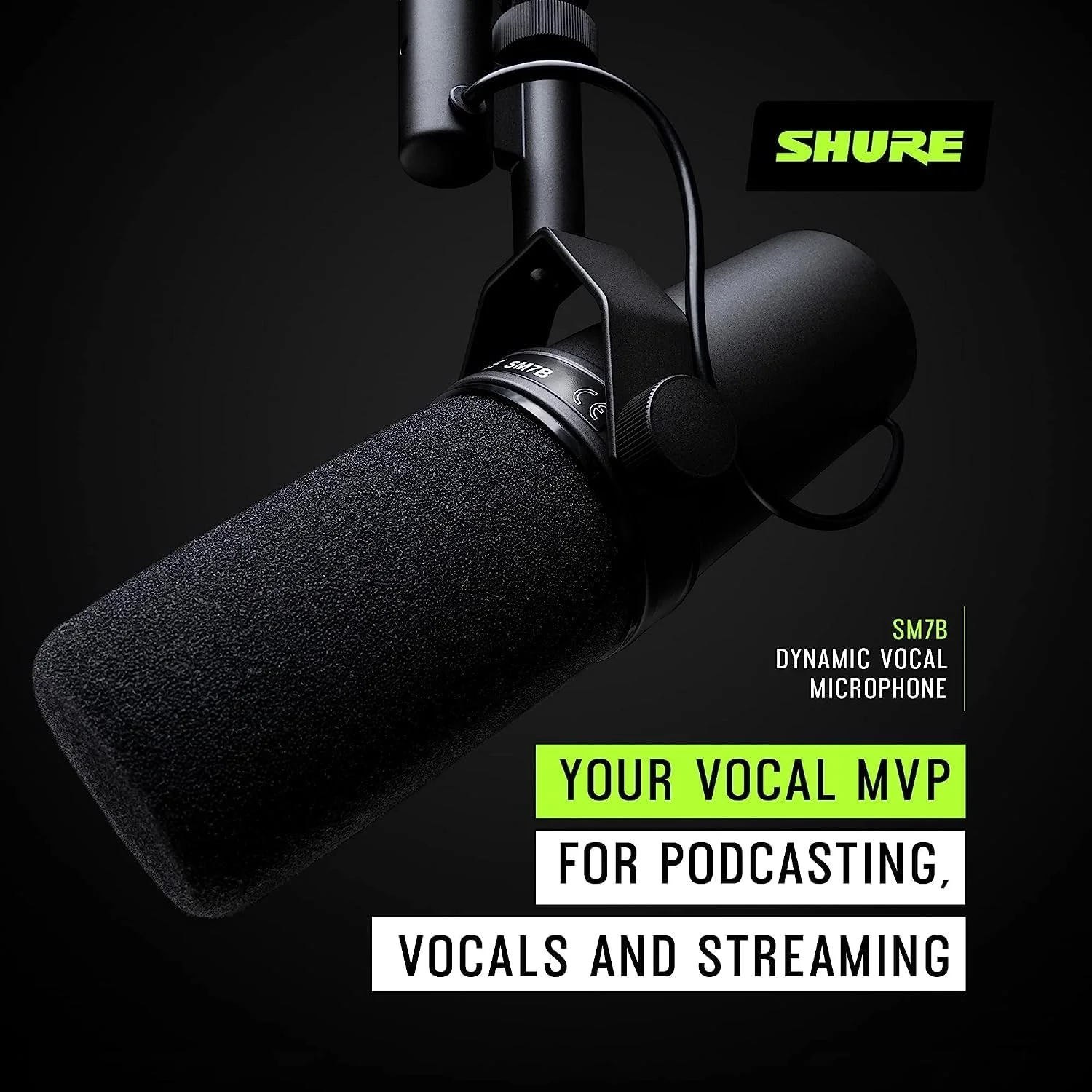 میکروفون استودیویی کاردیوید Shure SM7B + رابط دیجیتال XLR به USB Shure MVX2U با جک هدفون میکروفون استودیویی کاردیوید Shure SM7B + رابط دیجیتال XLR به USB Shure MVX2U با جک هدفون