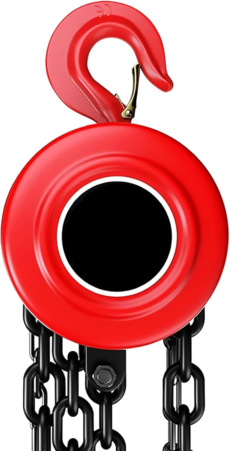 DJGwsxu بالابر دستی 1 تنی با زنجیر اهرمی 3 متری، 2204 پوند، 10 فوت، بالابر زنجیری جغجغه ای، قرقره کششی برای انبارها و گاراژها، 1 تن، 2.3 متر (4.6 متر)