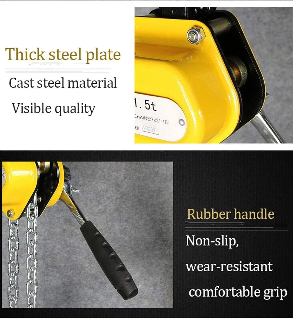 بالابر زنجیری دستی 0.5 تنی با اهرم، قرقره، وینچ و زنجیر گالوانیزه 1.5 متری/3 متری ارگونومیک بالابر زنجیری دستی 0.5 تنی با اهرم، قرقره، وینچ و زنجیر گالوانیزه 1.5 متری/3 متری ارگونومیک