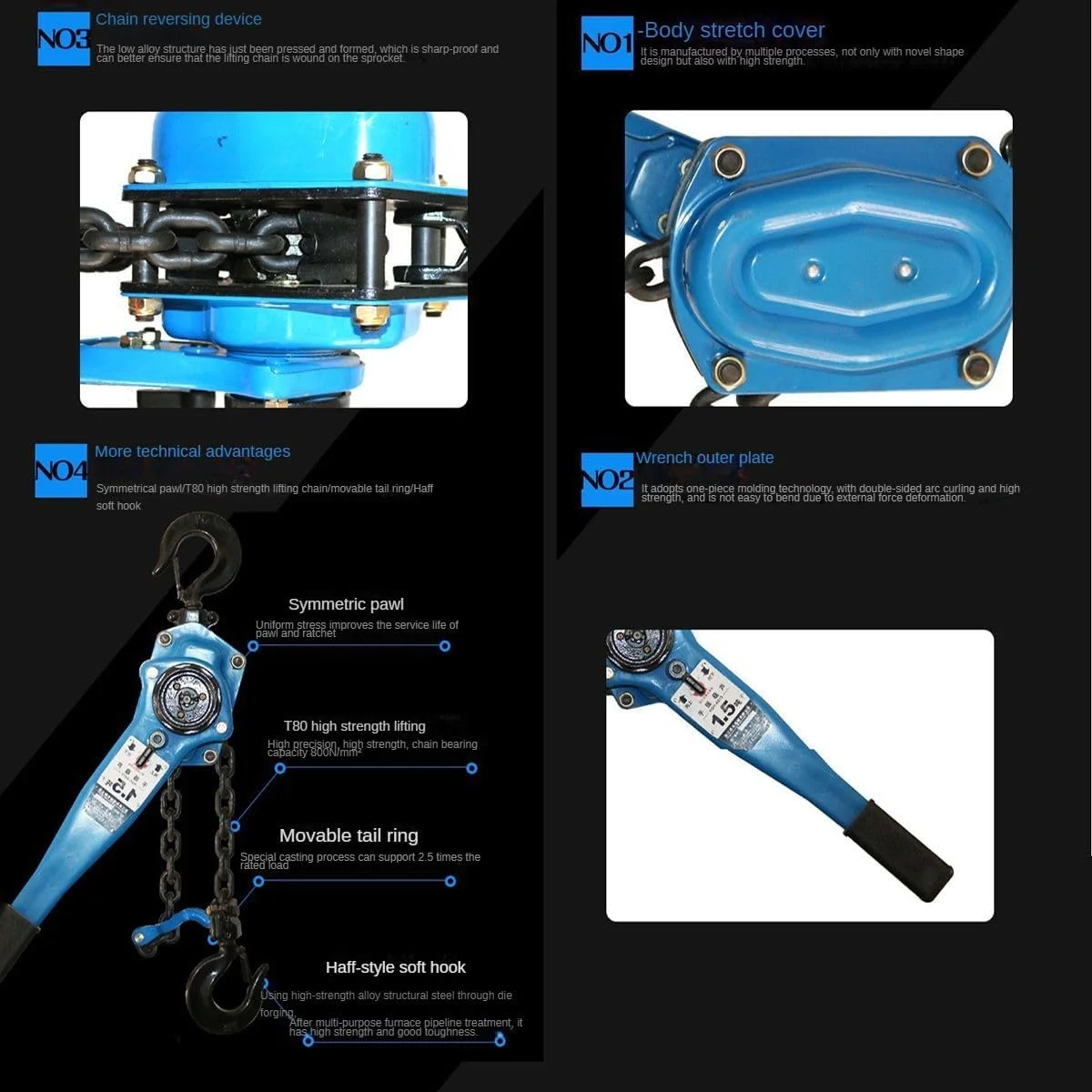 بالابر دستی زنجیری فولادی DESHVA، بالابر زنجیری 1.5 تن / 3300 پوند، صرفه جویی در تلاش، زنجیر فولادی منگنز 6 میلی متری، بالابر چند منظوره، دسته ضد لغزش، برای حمل و نقل و بلند کردن - 5 متر بالابر دستی زنجیری فولادی DESHVA، بالابر زنجیری 1.5 تن / 3300 پوند، صرفه جویی در تلاش، زنجیر فولادی منگنز 6 میلی متری، بالابر چند منظوره، دسته ضد لغزش، برای حمل و نقل و بلند کردن - 5 متر