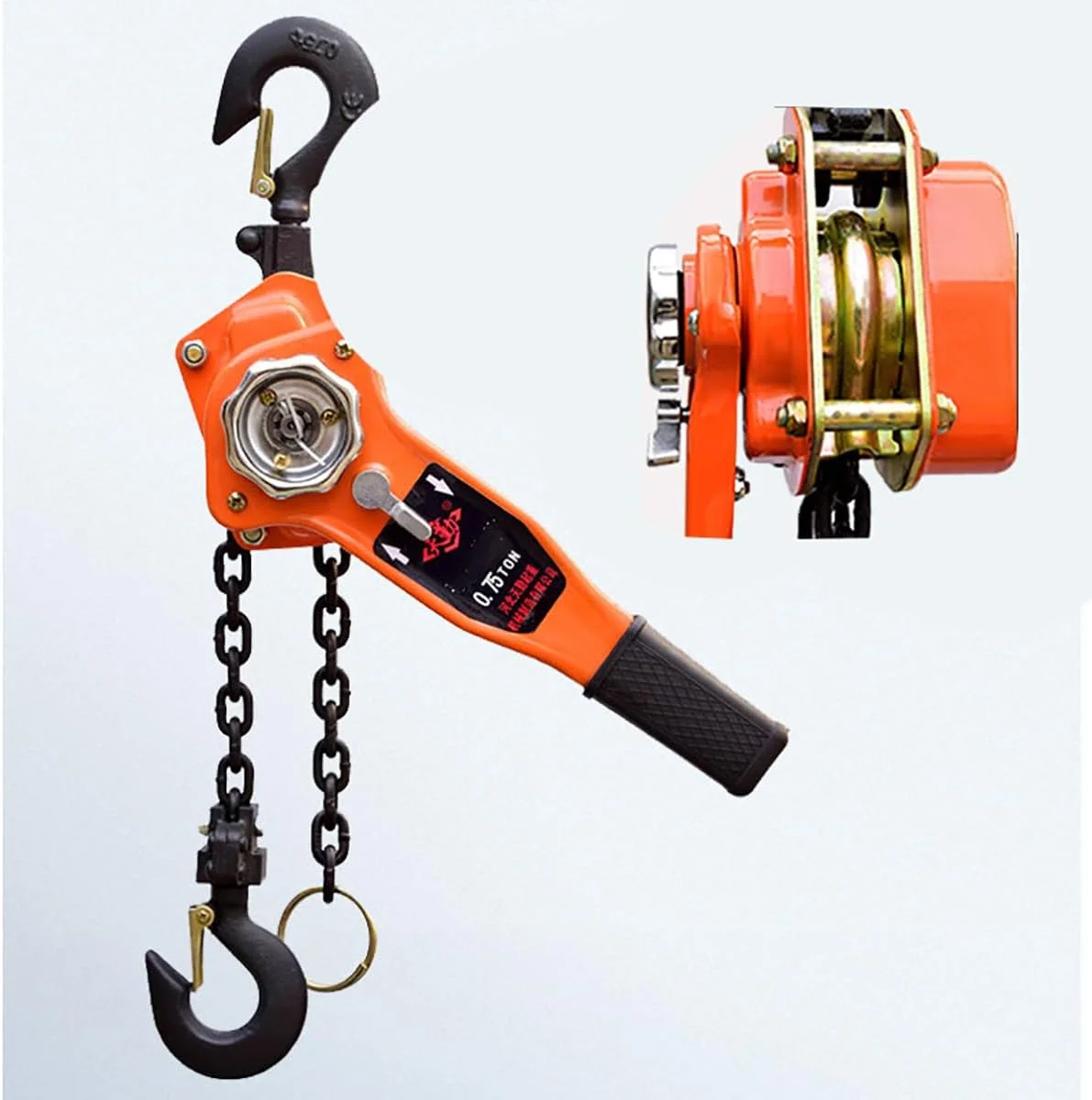 بالابر زنجیری DESHVA با ظرفیت 1.5 تن/3300 پوند، بالابر اهرمی با قلاب، بلوک قرقره زنجیری دستی، بالابر طناب، زنجیر G80، دسته ضد لغزش، برای بلند کردن و کشیدن - 1.5 متر