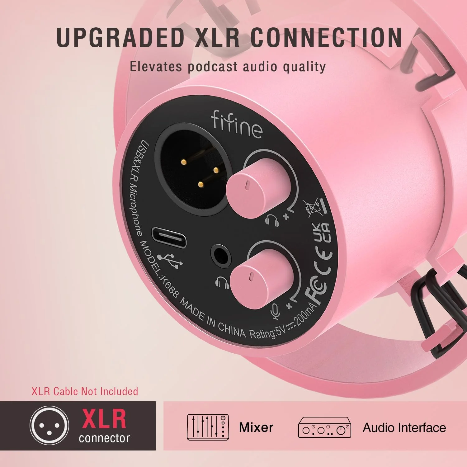 میکروفون دینامیک XLR/USB FIFINE، میکروفون استودیویی XLR برای پادکست وکال برای ضبط، میکروفون USB با دکمه قطع صدا، دکمه افزایش صدا، نظارت بر هدفون های ویدئویی - Amplitank K688 صورتی میکروفون دینامیک XLR/USB FIFINE، میکروفون استودیویی XLR برای پادکست وکال برای ضبط، میکروفون USB با دکمه قطع صدا، دکمه افزایش صدا، نظارت بر هدفون های ویدئویی - Amplitank K688 صورتی