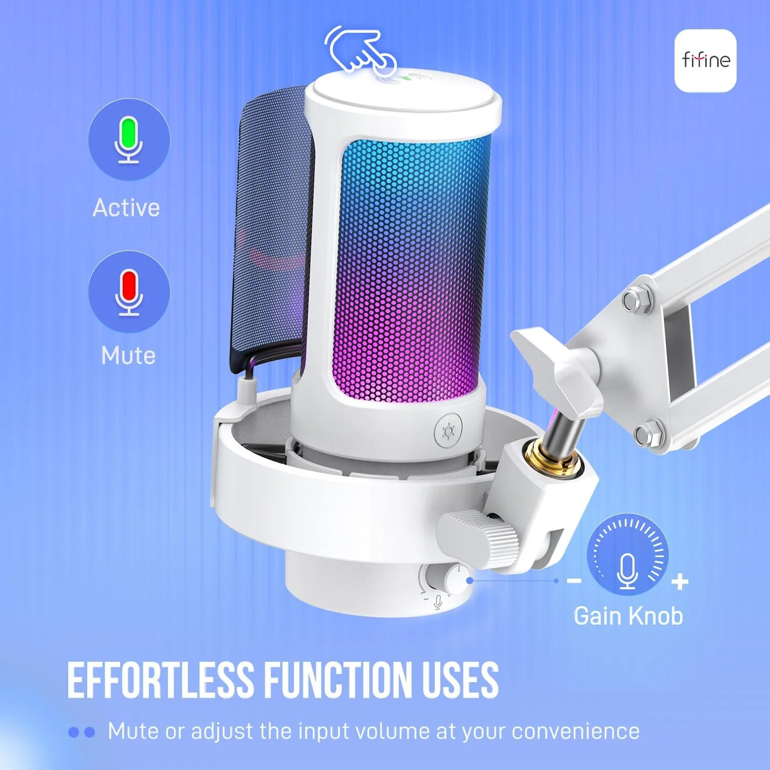 کیت میکروفون USB مخصوص بازی FIFINE، میکروفون RGB کاندنسر با بازوی بوم فلزی، دکمه قطع صدا، دکمه تنظیم بهره، مانیتورینگ هدفون، بسته میکروفون استریمینگ برای PS4/PS5، یوتیوب، دیسکورد، Twitch-A8T سفید کیت میکروفون USB مخصوص بازی FIFINE، میکروفون RGB کاندنسر با بازوی بوم فلزی، دکمه قطع صدا، دکمه تنظیم بهره، مانیتورینگ هدفون، بسته میکروفون استریمینگ برای PS4/PS5، یوتیوب، دیسکورد، Twitch-A8T سفید