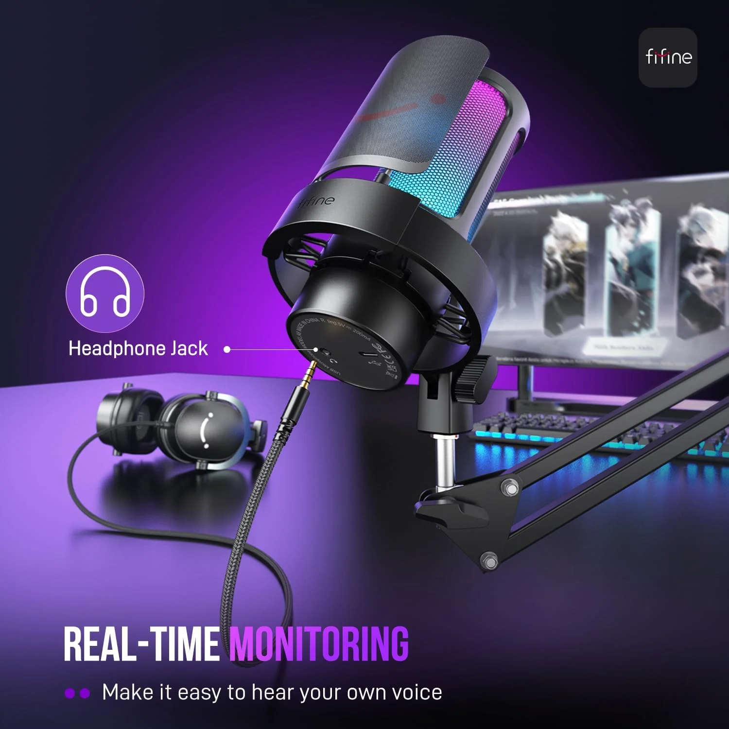 کیت میکروفون گیمینگ USB FIFINE، میکروفون استریمینگ کامپیوتر با نور RGB، دکمه بیصدا، دکمه تنظیم گین، بازوی بوم فلزی برای ضبط پادکست، مجموعه میکروفون کاندنسر کامپیوتر سازگار با PS4/PS5-AmpliGame A8T کیت میکروفون گیمینگ USB FIFINE، میکروفون استریمینگ کامپیوتر با نور RGB، دکمه بیصدا، دکمه تنظیم گین، بازوی بوم فلزی برای ضبط پادکست، مجموعه میکروفون کاندنسر کامپیوتر سازگار با PS4/PS5-AmpliGame A8T
