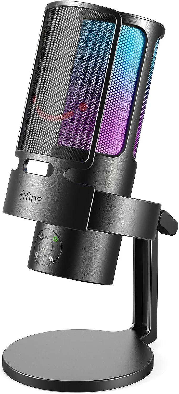 میکروفون USB گیمینگ FIFINE، میکروفون کامپیوتر PC با 4 الگوی قطبی برای ضبط پادکست، استریمینگ، یوتیوب، میکروفون رومیزی کندانسور RGB برای PS4، مک، با جک هدفون - AmpliGame A8 Plus میکروفون USB گیمینگ FIFINE، میکروفون کامپیوتر PC با 4 الگوی قطبی برای ضبط پادکست، استریمینگ، یوتیوب، میکروفون رومیزی کندانسور RGB برای PS4، مک، با جک هدفون - AmpliGame A8 Plus
