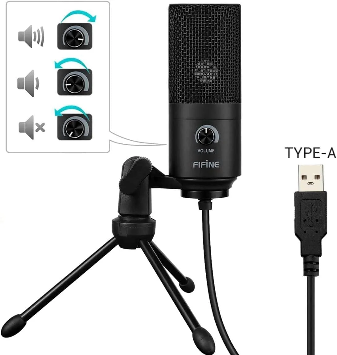 میکروفون USB FIFINE برای بازی های رایانه ای، میکروفون برای مک PS4 PS5، میکروفون پادکست با پایه، میکروفون خازنی ضبط با کیفیت استودیو برای استریم، استودیو، مشکی میکروفون USB FIFINE برای بازی های رایانه ای، میکروفون برای مک PS4 PS5، میکروفون پادکست با پایه، میکروفون خازنی ضبط با کیفیت استودیو برای استریم، استودیو، مشکی
