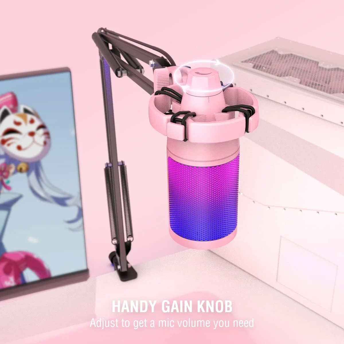 میکروفون گیمینگ FIFINE با بازو، میکروفون USB کامپیوتر برای مک PS4 PS5 با دکمه قطع صدا، پاپ فیلتر، شاک مونت برای استریمینگ پادکست استودیو