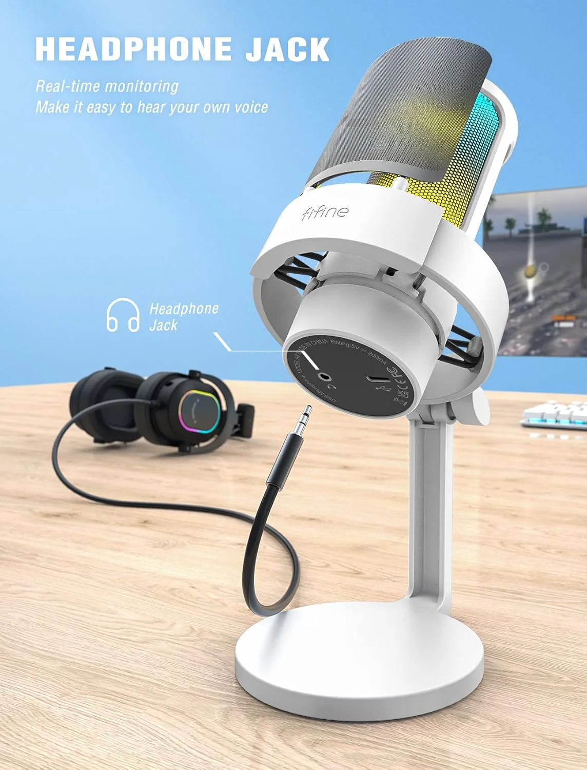 میکروفون USB FIFINE برای کامپیوتر، میکروفون گیمینگ برای استریمینگ پادکست استودیو، میکروفون USBC برای PS4 PS5 MAC با کنترل RGB، سوئیچ قطع صدا، جک هدفون، پاپ فیلتر میکروفون USB FIFINE برای کامپیوتر، میکروفون گیمینگ برای استریمینگ پادکست استودیو، میکروفون USBC برای PS4 PS5 MAC با کنترل RGB، سوئیچ قطع صدا، جک هدفون، پاپ فیلتر