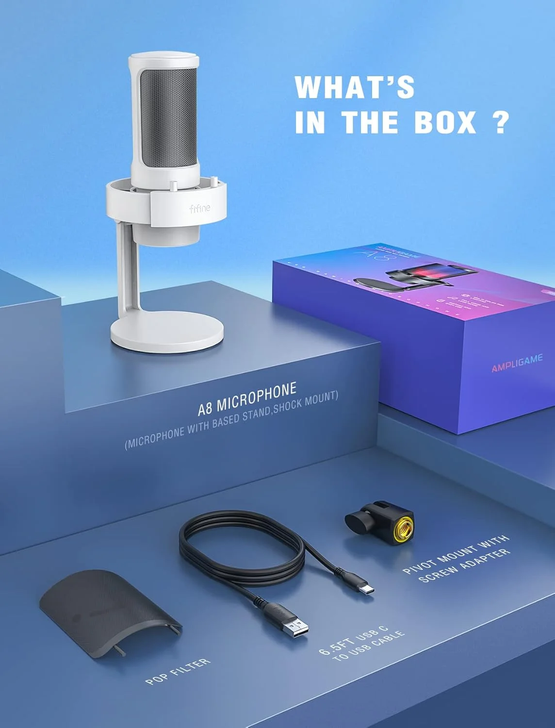میکروفون USB FIFINE برای کامپیوتر، میکروفون گیمینگ برای استریمینگ پادکست استودیو، میکروفون USBC برای PS4 PS5 MAC با کنترل RGB، سوئیچ قطع صدا، جک هدفون، پاپ فیلتر میکروفون USB FIFINE برای کامپیوتر، میکروفون گیمینگ برای استریمینگ پادکست استودیو، میکروفون USBC برای PS4 PS5 MAC با کنترل RGB، سوئیچ قطع صدا، جک هدفون، پاپ فیلتر