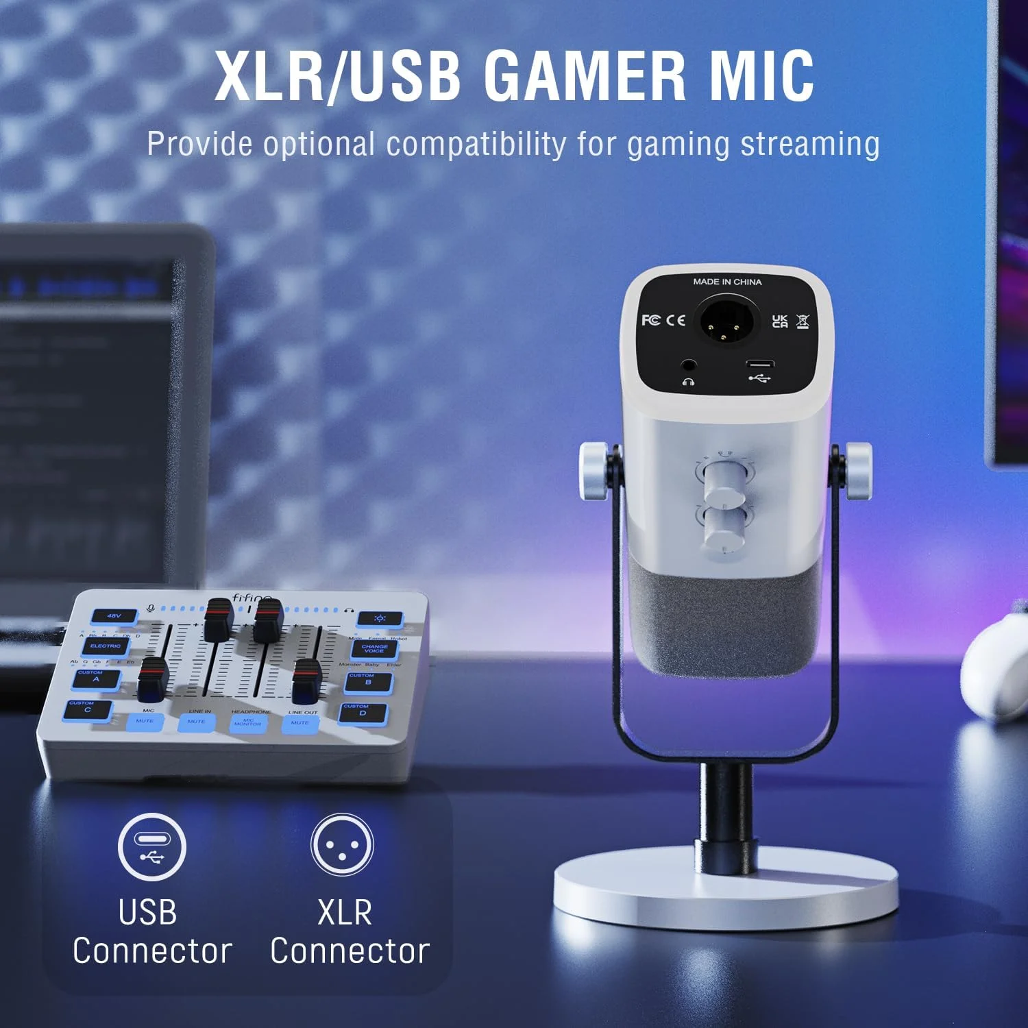 بسته تجهیزات گیمینگ Fifine، میکروفون استریمینگ دینامیک XLR/USB با مجموعه میکسر صدا، میکروفون ضبط پادکست با دکمه تنظیم گین، بازی صوتی - KS5W بسته تجهیزات گیمینگ Fifine، میکروفون استریمینگ دینامیک XLR/USB با مجموعه میکسر صدا، میکروفون ضبط پادکست با دکمه تنظیم گین، بازی صوتی - KS5W