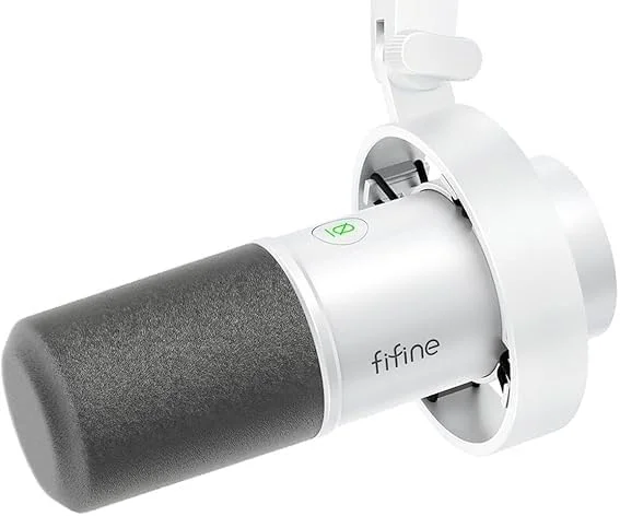 میکروفون دینامیک استودیویی USB/XLR FIFINE برای کامپیوتر، میکروفون کاردیوید RGB برای بازی، پادکست، استریم، پخش، ضبط صدا، برای کارت صداهای میکسر PS4/5 Mac PC - سفید میکروفون دینامیک استودیویی USB/XLR FIFINE برای کامپیوتر، میکروفون کاردیوید RGB برای بازی، پادکست، استریم، پخش، ضبط صدا، برای کارت صداهای میکسر PS4/5 Mac PC - سفید