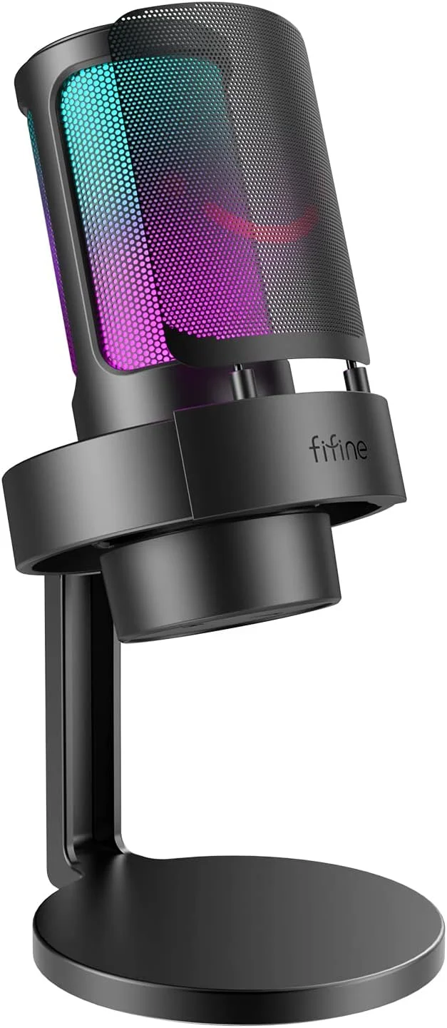 میکروفون USB FIFINE برای کامپیوتر، میکروفون گیمینگ برای استریم پادکست استودیو، میکروفون USBC برای PS4 PS5 MAC با کنترل RGB، سوئیچ قطع صدا، جک هدفون، فیلتر پاپ میکروفون USB FIFINE برای کامپیوتر، میکروفون گیمینگ برای استریم پادکست استودیو، میکروفون USBC برای PS4 PS5 MAC با کنترل RGB، سوئیچ قطع صدا، جک هدفون، فیلتر پاپ