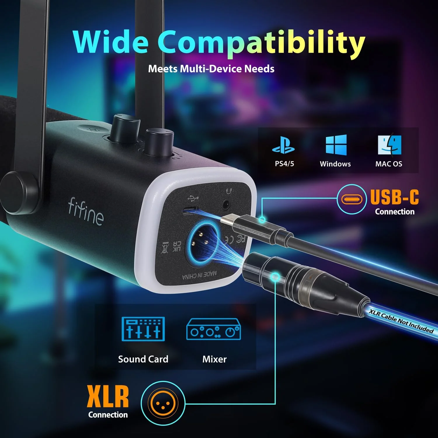 میکروفون استریمینگ XLR FIFINE با بازویی برای استودیوی پادکست، میکروفون دینامیک USB گیمینگ PC با دکمه قطع صدا، برای PS4/5 Mac کارت صداهای میکسر میکروفون استریمینگ XLR FIFINE با بازویی برای استودیوی پادکست، میکروفون دینامیک USB گیمینگ PC با دکمه قطع صدا، برای PS4/5 Mac کارت صداهای میکسر