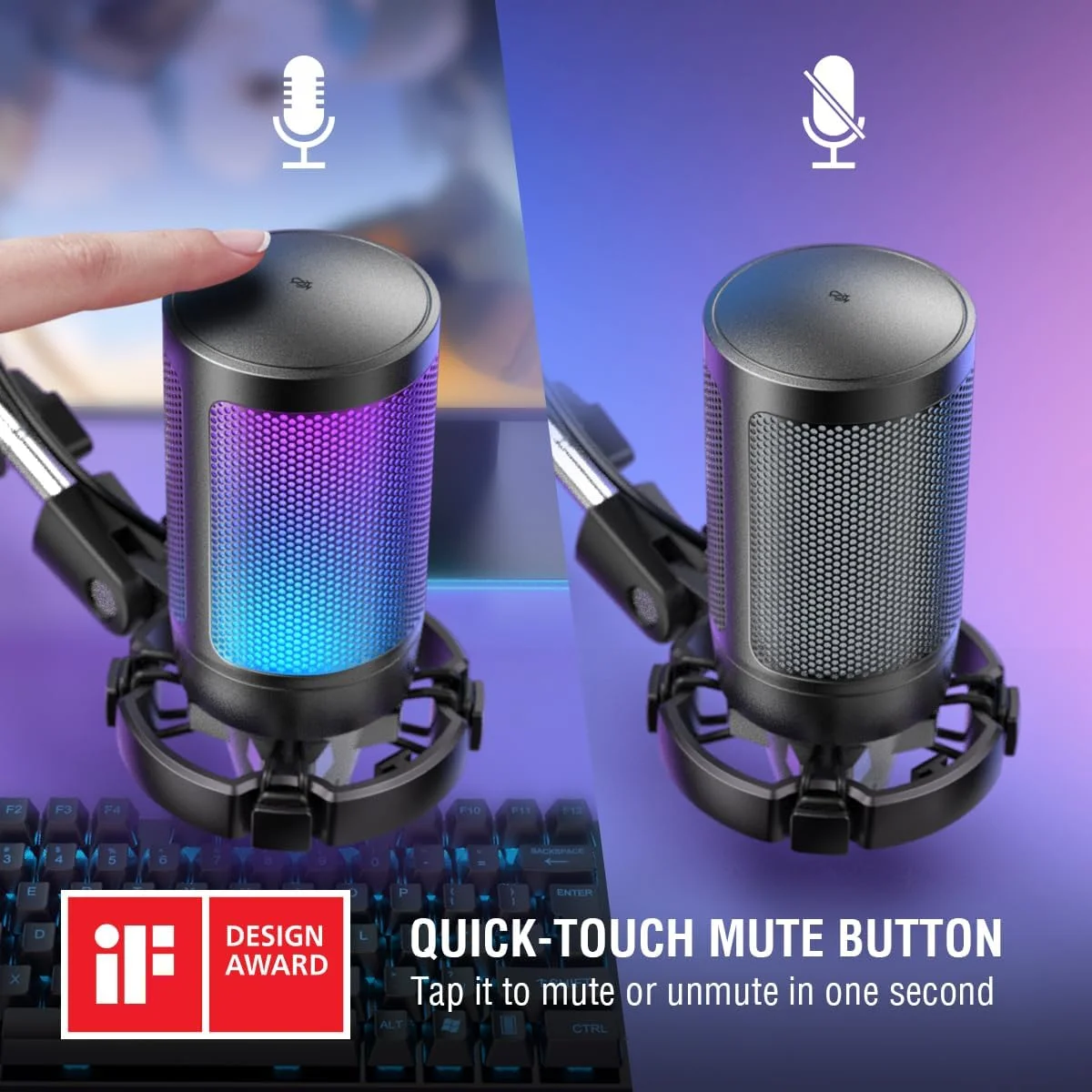 میکروفون USB مخصوص بازی FIFINE، میکروفون کاندنسر پادکست با بازوی بوم، فیلتر پاپ، دکمه قطع صدا برای استریمینگ، Twitch، چت آنلاین، میکروفون RGB کامپیوتر برای گیمر یوتیوبر - AmpliGame A6T میکروفون USB مخصوص بازی FIFINE، میکروفون کاندنسر پادکست با بازوی بوم، فیلتر پاپ، دکمه قطع صدا برای استریمینگ، Twitch، چت آنلاین، میکروفون RGB کامپیوتر برای گیمر یوتیوبر - AmpliGame A6T