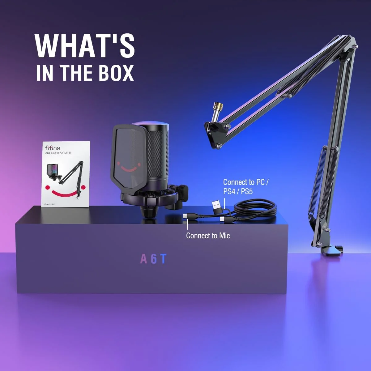 میکروفون USB مخصوص بازی FIFINE، میکروفون کاندنسر پادکست با بازوی بوم، فیلتر پاپ، دکمه قطع صدا برای استریمینگ، Twitch، چت آنلاین، میکروفون RGB کامپیوتر برای گیمر یوتیوبر - AmpliGame A6T میکروفون USB مخصوص بازی FIFINE، میکروفون کاندنسر پادکست با بازوی بوم، فیلتر پاپ، دکمه قطع صدا برای استریمینگ، Twitch، چت آنلاین، میکروفون RGB کامپیوتر برای گیمر یوتیوبر - AmpliGame A6T