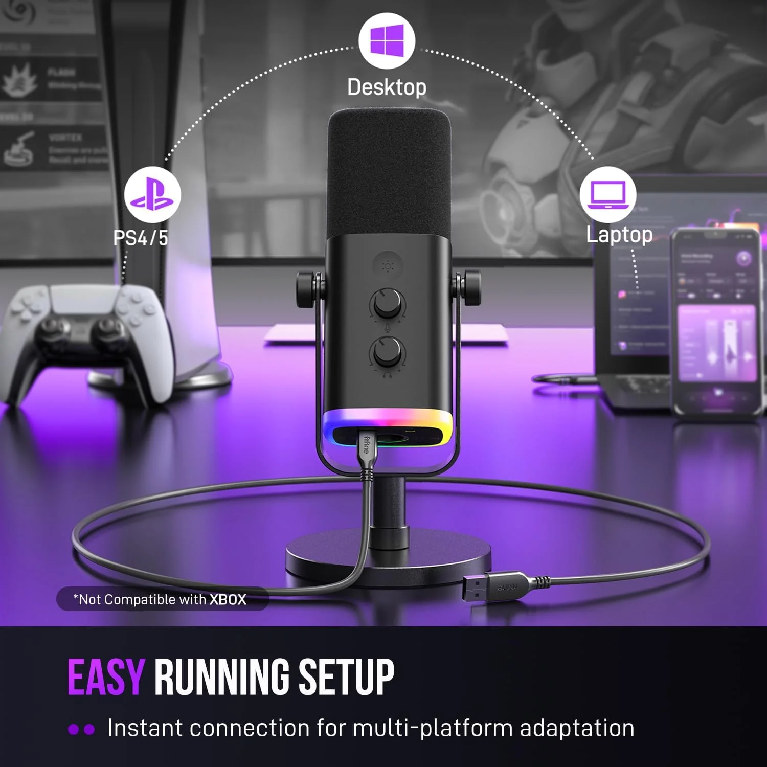 میکروفون داینامیک XLR/USB FIFINE برای ضبط پادکست، میکروفون استریمینگ گیمینگ کامپیوتر PC با نور RGB، دکمه قطع صدا، جک هدفون، پایه رومیزی، میکروفون وکال برای آواز خواندن در یوتیوب - AmpliGame AM8 میکروفون داینامیک XLR/USB FIFINE برای ضبط پادکست، میکروفون استریمینگ گیمینگ کامپیوتر PC با نور RGB، دکمه قطع صدا، جک هدفون، پایه رومیزی، میکروفون وکال برای آواز خواندن در یوتیوب - AmpliGame AM8