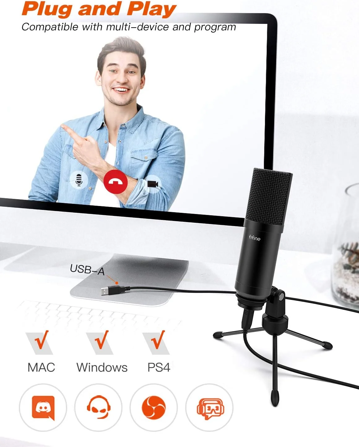 مجموعه میکروفون USB FIFINE با بازوی بوم انعطاف پذیر، فیلتر پاپ، اتصال آسان به کامپیوتر رومیزی و لپ تاپ، کیت میکروفون استریمینگ پادکست برای استودیوی خانگی (T732) مجموعه میکروفون USB FIFINE با بازوی بوم انعطاف پذیر، فیلتر پاپ، اتصال آسان به کامپیوتر رومیزی و لپ تاپ، کیت میکروفون استریمینگ پادکست برای استودیوی خانگی (T732)