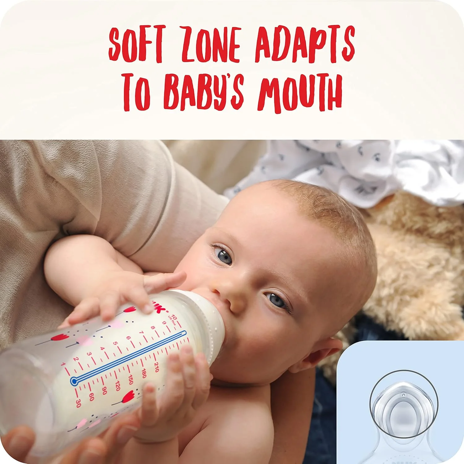 شیشه شیر نوزاد NUK First Choice+ | 0-6 ماه | کنترل دما | دریچه ضد کولیک | 150 میلی لیتر | بدون BPA | سرشیشه لاتکس | سافاری (بژ)